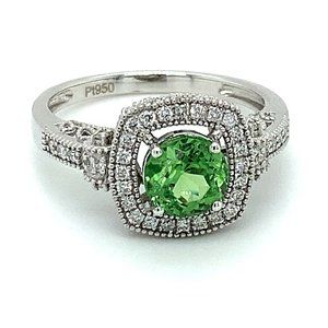 Certified Tsavorite 1.30ct Diamonds Platinum Ring